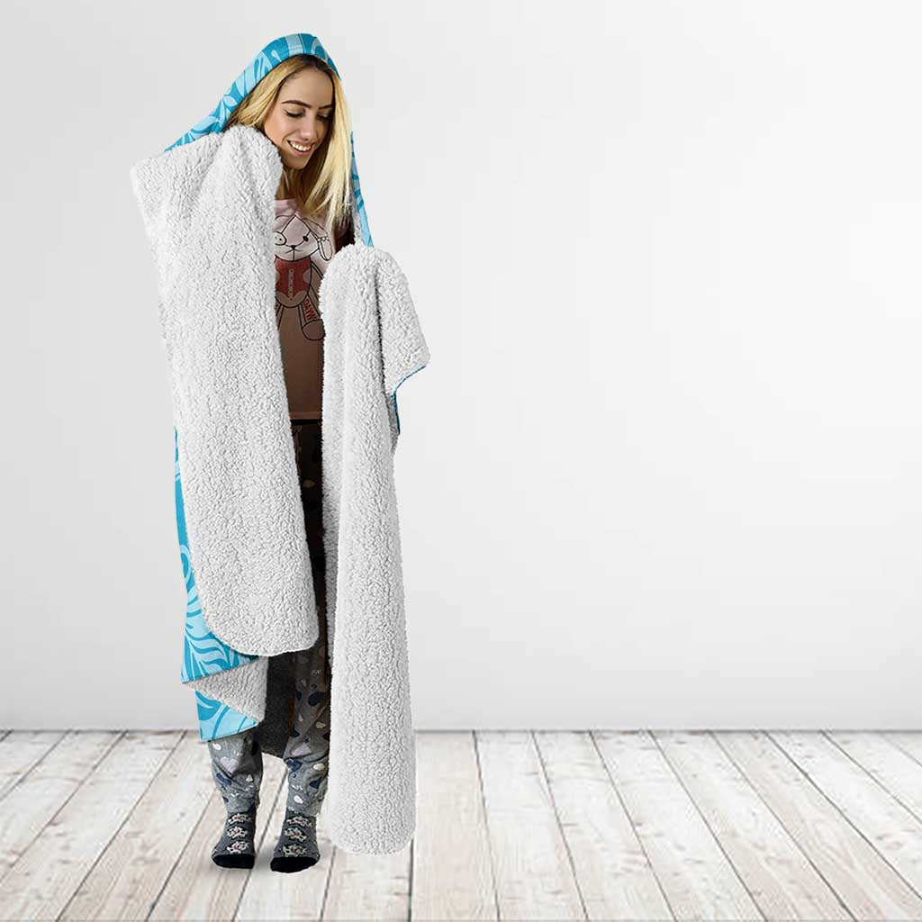 Tahiti Ninamu Tiare Floral Hooded Blanket Monstera Palm Tropical Leaves - Polynesian Pride