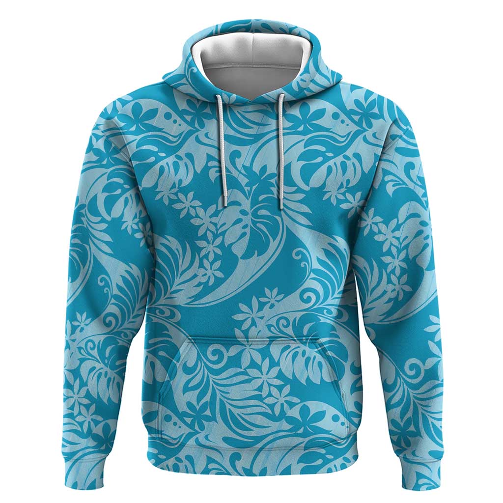 Tahiti Ninamu Tiare Floral Hoodie Monstera Palm Tropical Leaves - Polynesian Pride