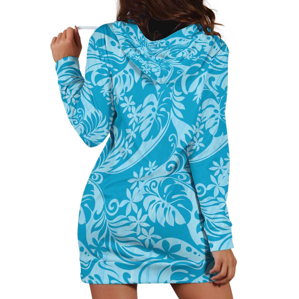 Tahiti Ninamu Tiare Floral Hoodie Dress Monstera Palm Tropical Leaves - Polynesian Pride
