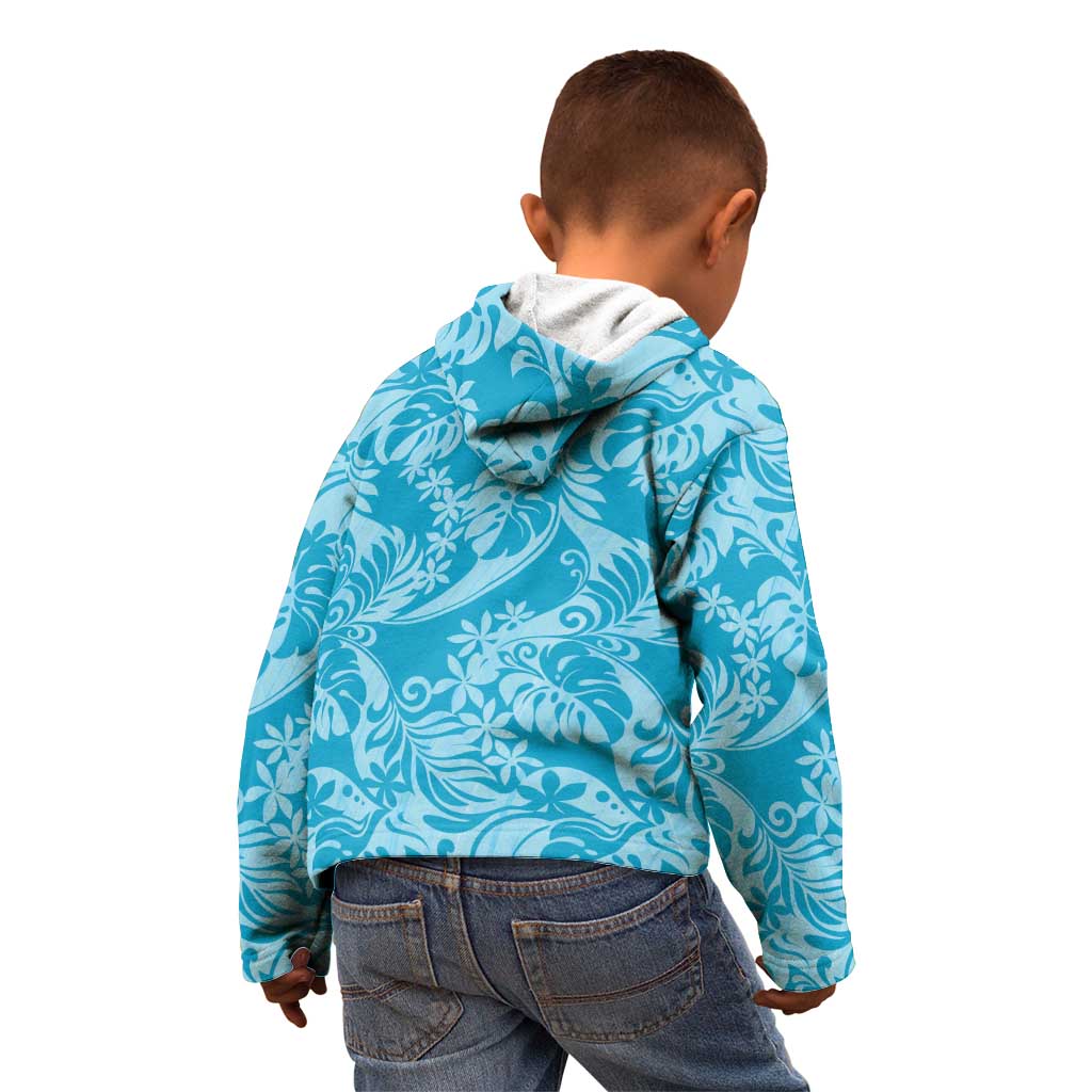 Tahiti Ninamu Tiare Floral Kid Hoodie Monstera Palm Tropical Leaves LT01 - Polynesian Pride