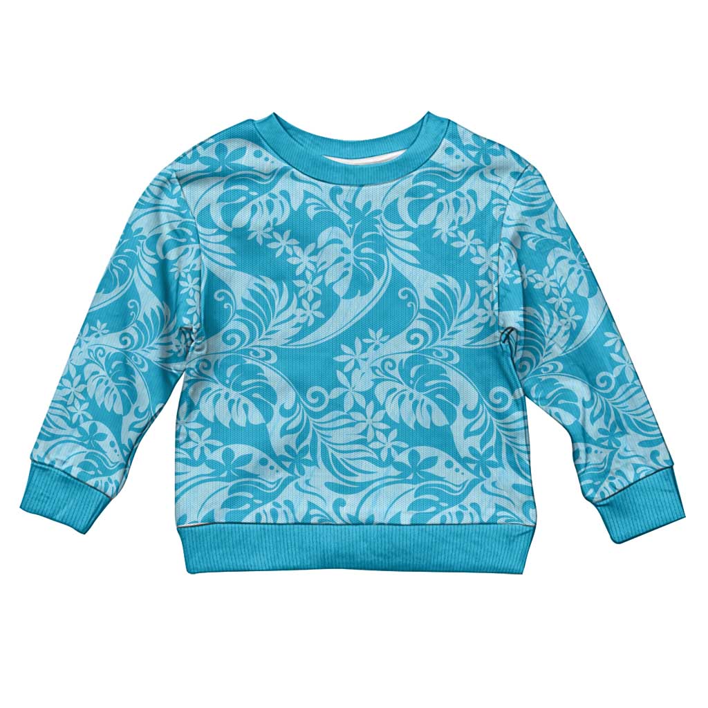 Tahiti Ninamu Tiare Floral Kid Ugly Christmas Sweater Monstera Palm Tropical Leaves - Polynesian Pride