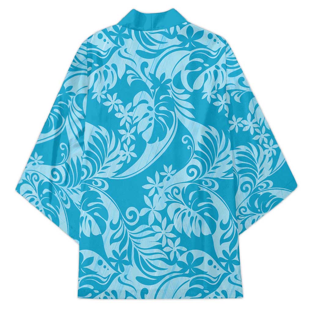 Tahiti Ninamu Tiare Floral Kimono Monstera Palm Tropical Leaves LT01 - Polynesian Pride