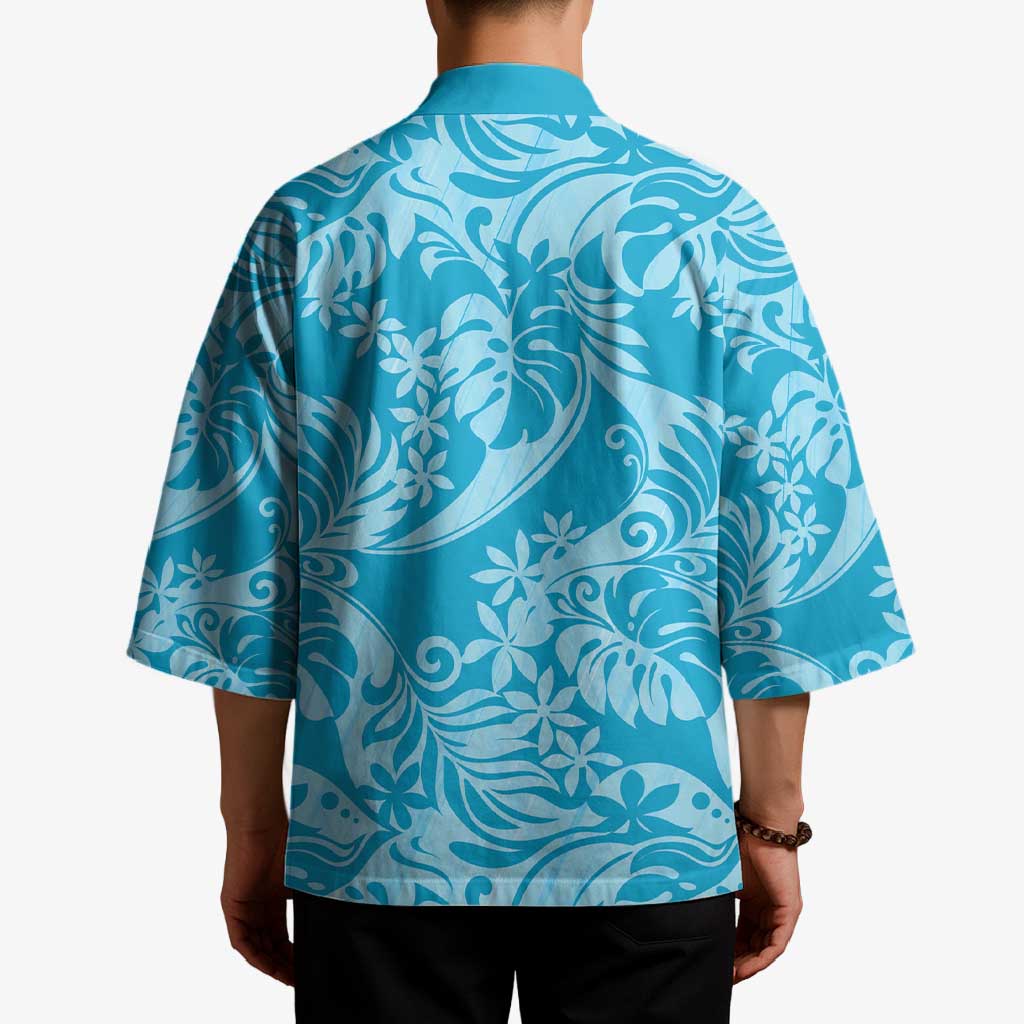 Tahiti Ninamu Tiare Floral Kimono Monstera Palm Tropical Leaves LT01 - Polynesian Pride