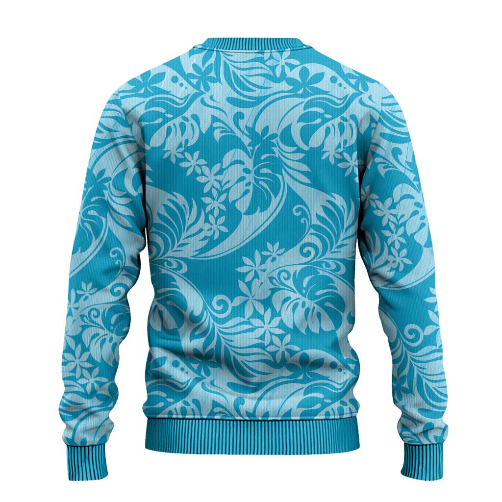 Tahiti Ninamu Tiare Floral Ugly Christmas Sweater Monstera Palm Tropical Leaves - Polynesian Pride