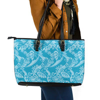 Tahiti Ninamu Tiare Floral Leather Tote Bag Monstera Palm Tropical Leaves - Polynesian Pride