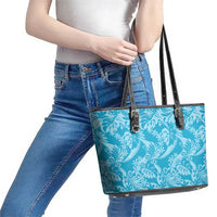 Tahiti Ninamu Tiare Floral Leather Tote Bag Monstera Palm Tropical Leaves - Polynesian Pride