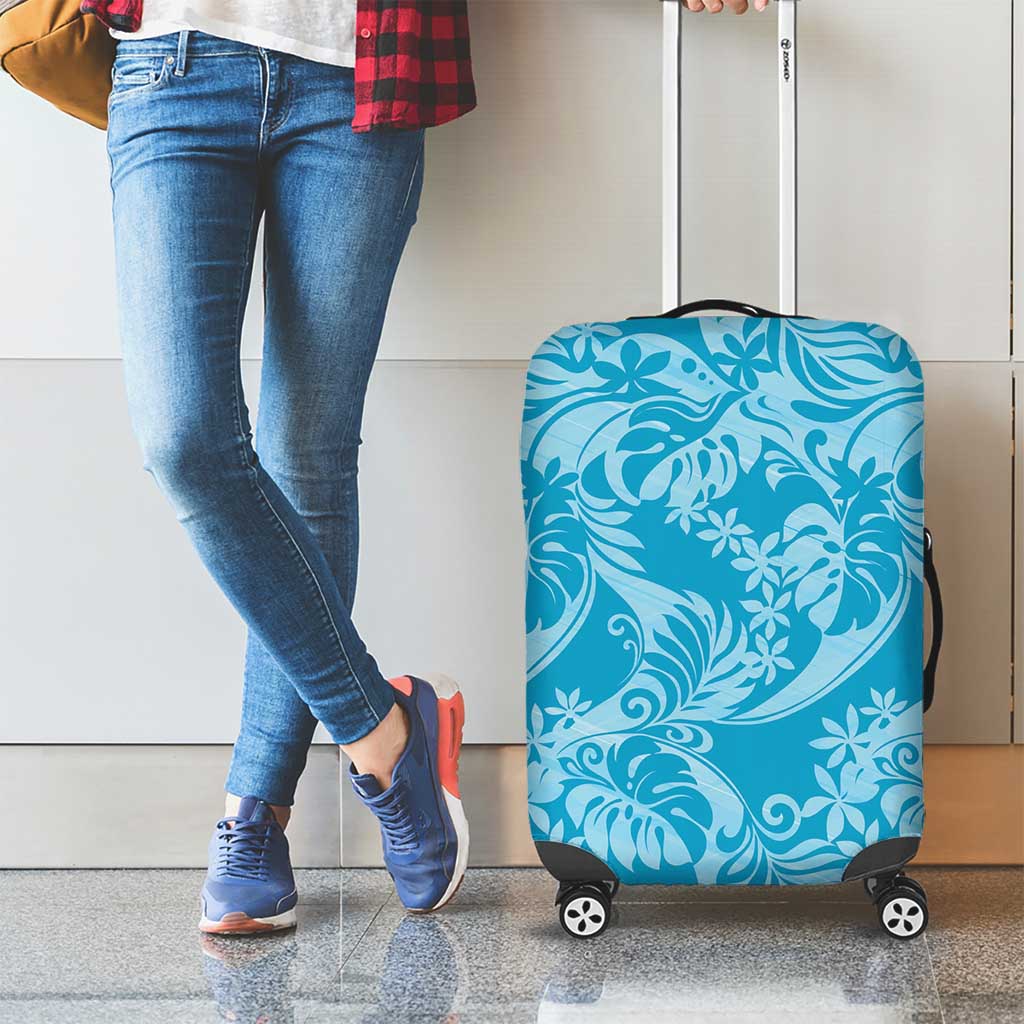 Tahiti Ninamu Tiare Floral Luggage Cover Monstera Palm Tropical Leaves - Polynesian Pride