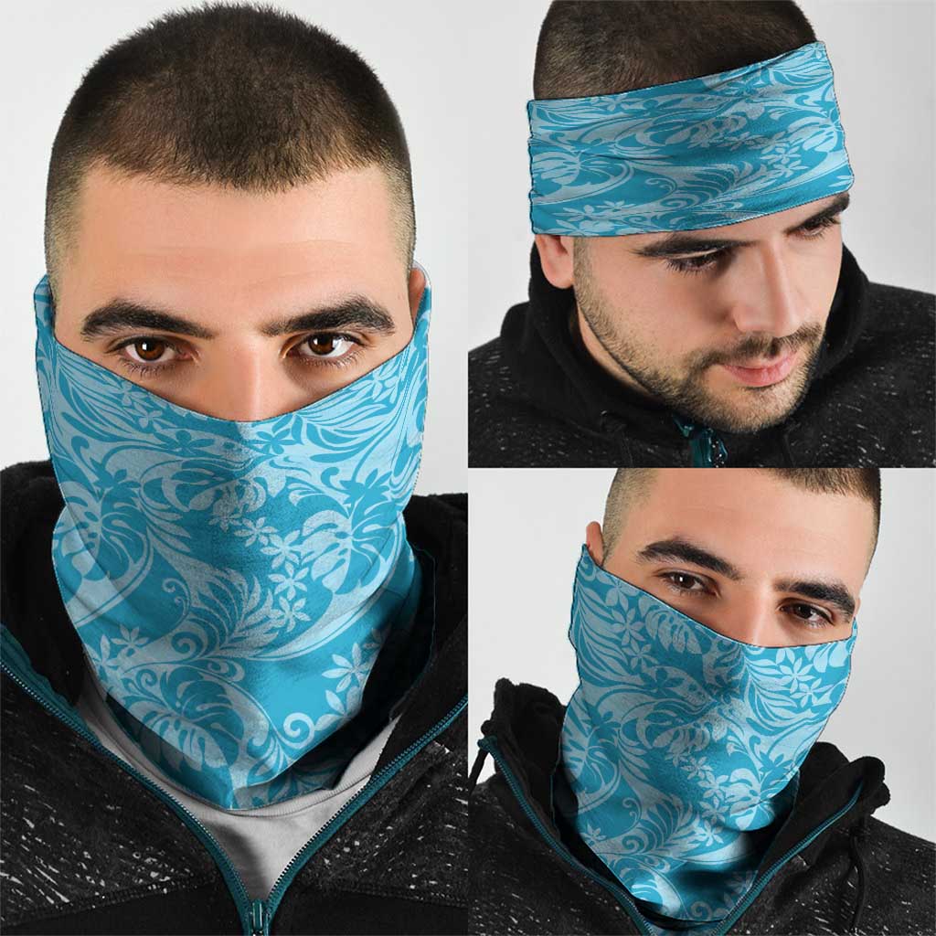 Tahiti Ninamu Tiare Floral Neck Gaiter Monstera Palm Tropical Leaves - Polynesian Pride