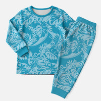 Tahiti Ninamu Tiare Floral Christmas Pajama Set Monstera Palm Tropical Leaves - Polynesian Pride