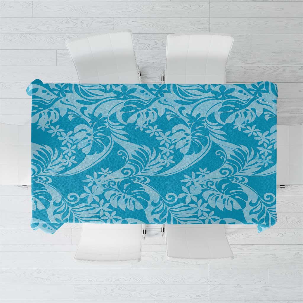 Tahiti Ninamu Tiare Floral Tablecloth Monstera Palm Tropical Leaves - Polynesian Pride