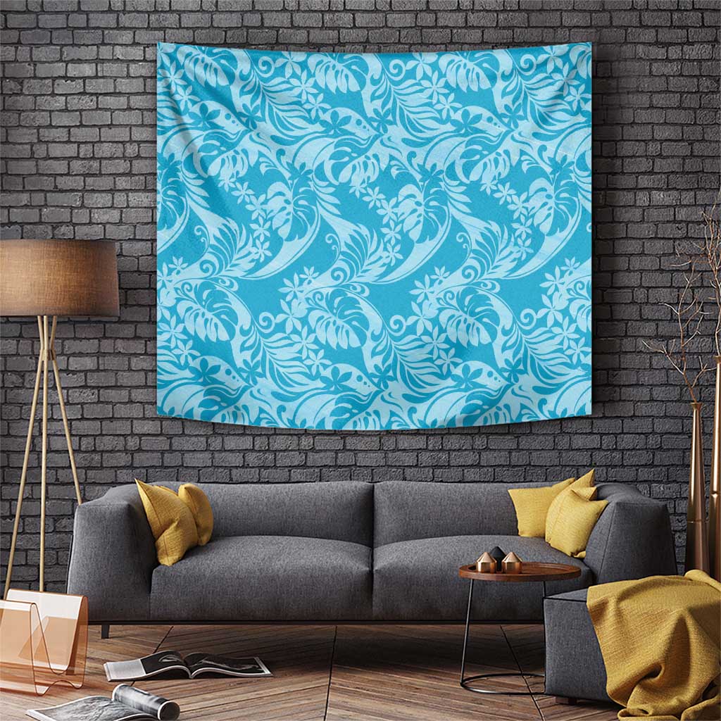 Tahiti Ninamu Tiare Floral Tapestry Monstera Palm Tropical Leaves - Polynesian Pride