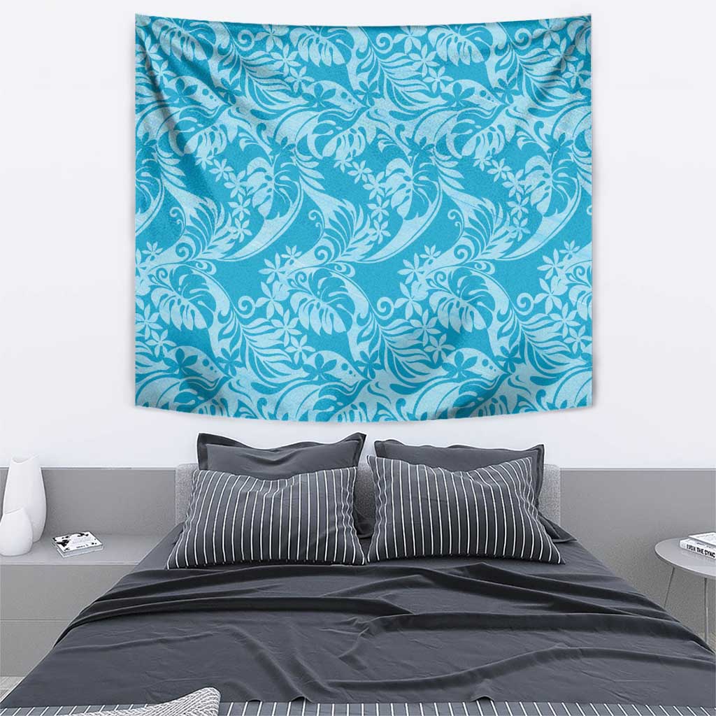 Tahiti Ninamu Tiare Floral Tapestry Monstera Palm Tropical Leaves - Polynesian Pride