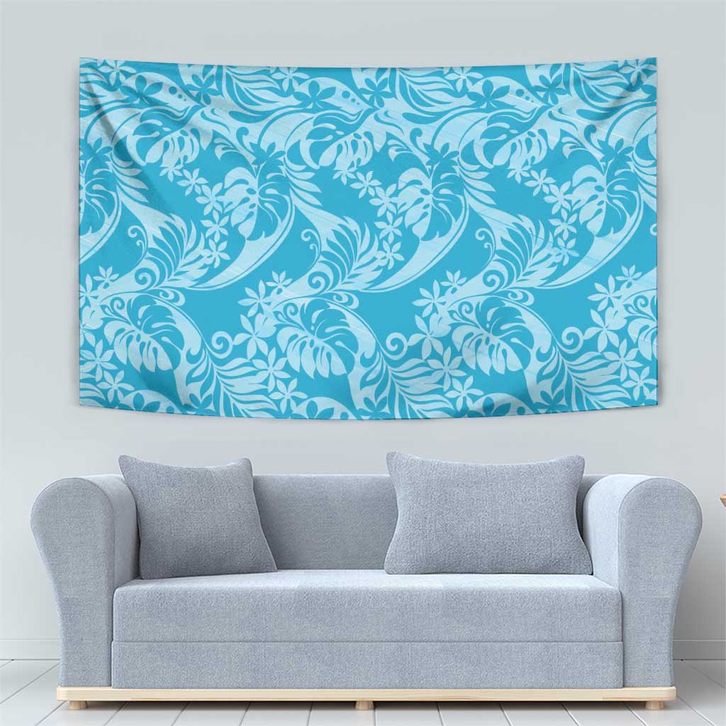 Tahiti Ninamu Tiare Floral Tapestry Monstera Palm Tropical Leaves - Polynesian Pride