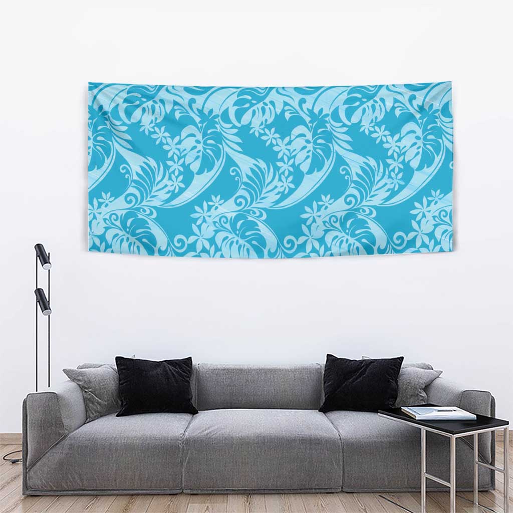Tahiti Ninamu Tiare Floral Tapestry Monstera Palm Tropical Leaves - Polynesian Pride