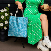 Tahiti Ninamu Tiare Floral Tote Bag Monstera Palm Tropical Leaves - Polynesian Pride