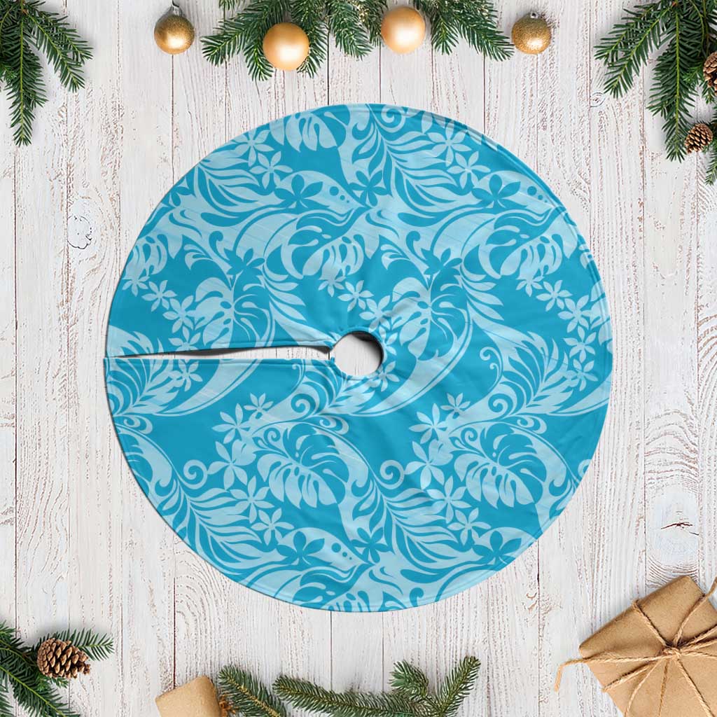 Tahiti Ninamu Tiare Floral Tree Skirt Monstera Palm Tropical Leaves - Polynesian Pride