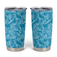 Tahiti Ninamu Tiare Floral Tumbler Cup Monstera Palm Tropical Leaves - Polynesian Pride