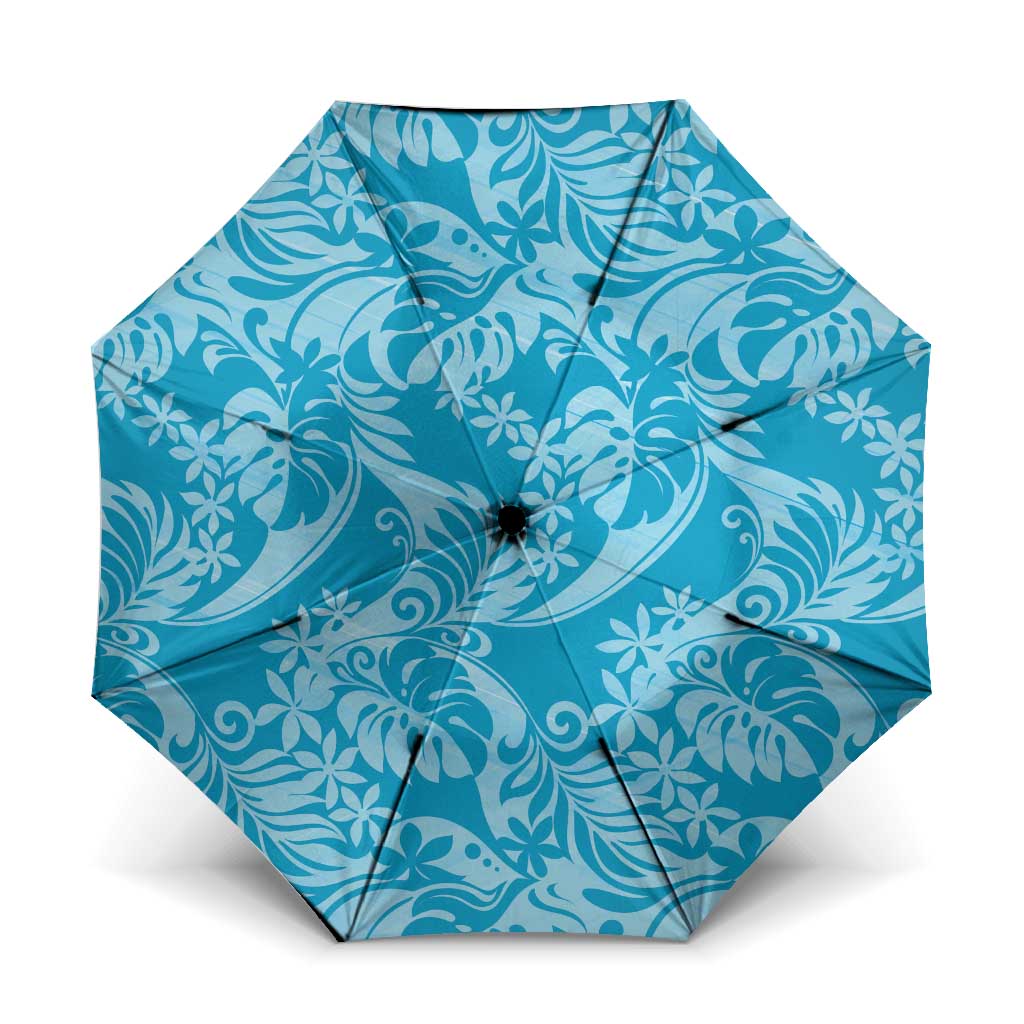 Tahiti Ninamu Tiare Floral Umbrella Monstera Palm Tropical Leaves - Polynesian Pride