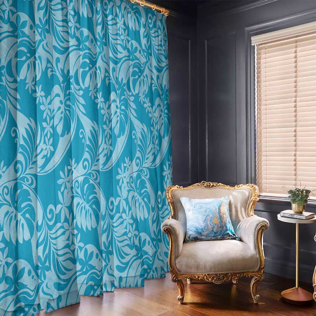 Tahiti Ninamu Tiare Floral Window Curtain Monstera Palm Tropical Leaves - Polynesian Pride
