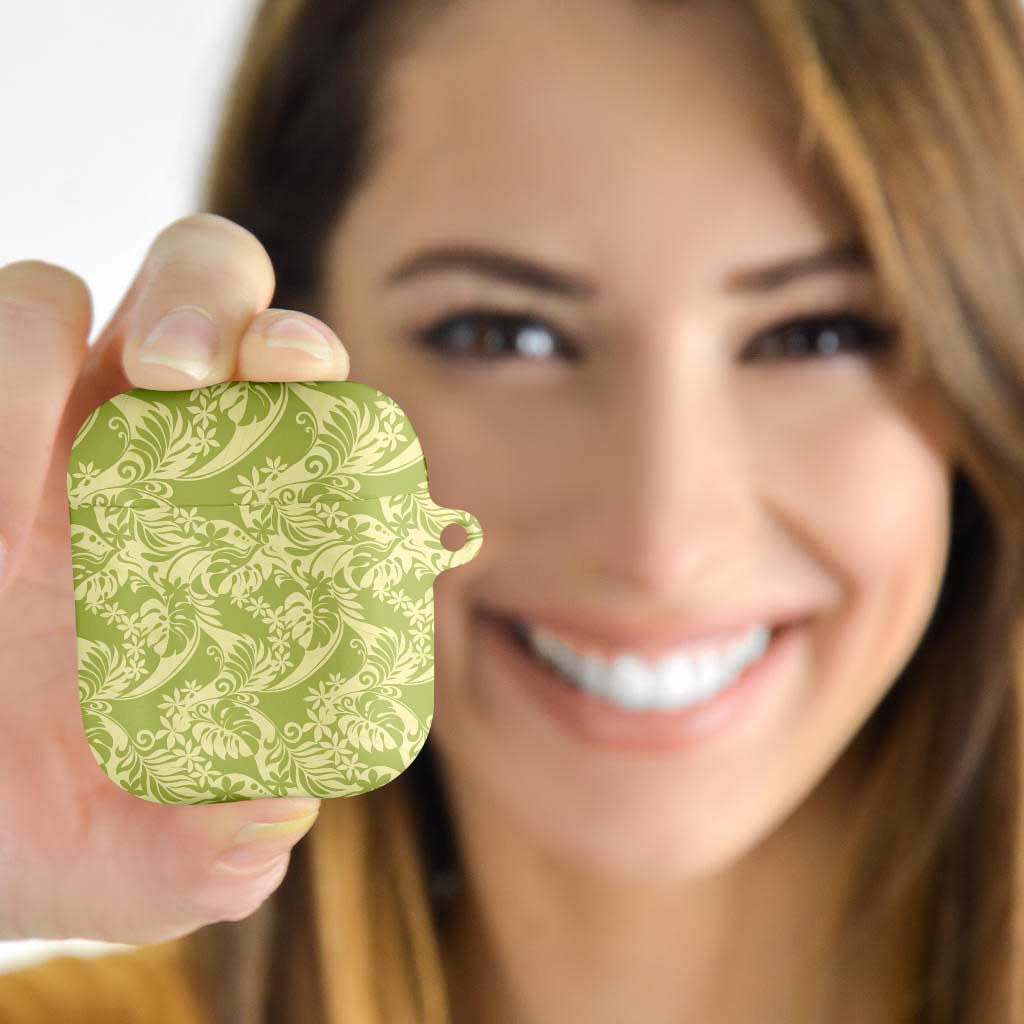 Tahiti Olive Tiare Floral AirPods Case Monstera Palm Tropical Leaves - Polynesian Pride