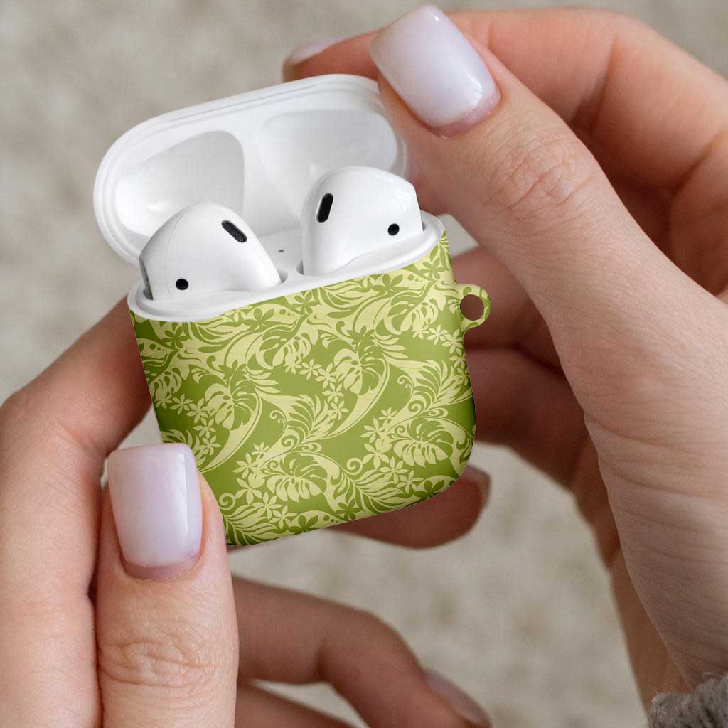 Tahiti Olive Tiare Floral AirPods Case Monstera Palm Tropical Leaves - Polynesian Pride