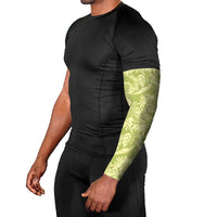Tahiti Olive Tiare Floral Arm Sleeves Monstera Palm Tropical Leaves - Polynesian Pride