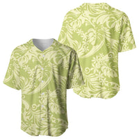 Tahiti Olive Tiare Floral Baseball Jersey Monstera Palm Tropical Leaves - Polynesian Pride