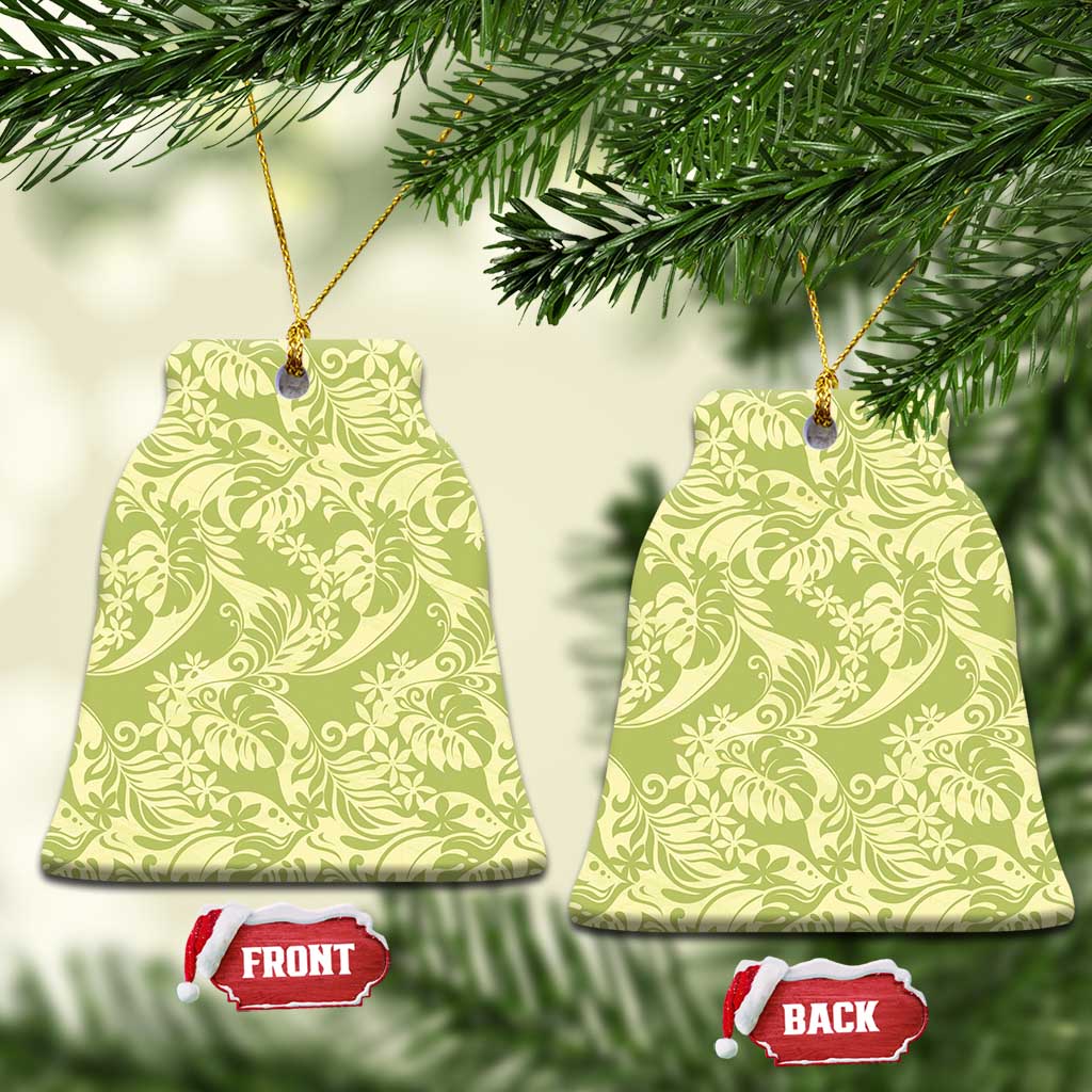 Tahiti Olive Tiare Floral Ceramic Ornament Monstera Palm Tropical Leaves - Polynesian Pride