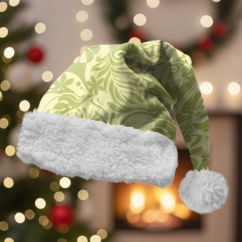 Tahiti Olive Tiare Floral Christmas Santa Hat Monstera Palm Tropical Leaves - Polynesian Pride