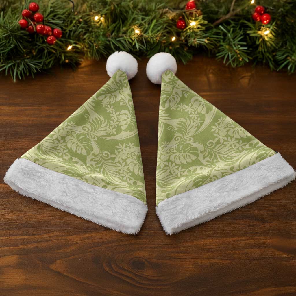 Tahiti Olive Tiare Floral Christmas Santa Hat Monstera Palm Tropical Leaves - Polynesian Pride