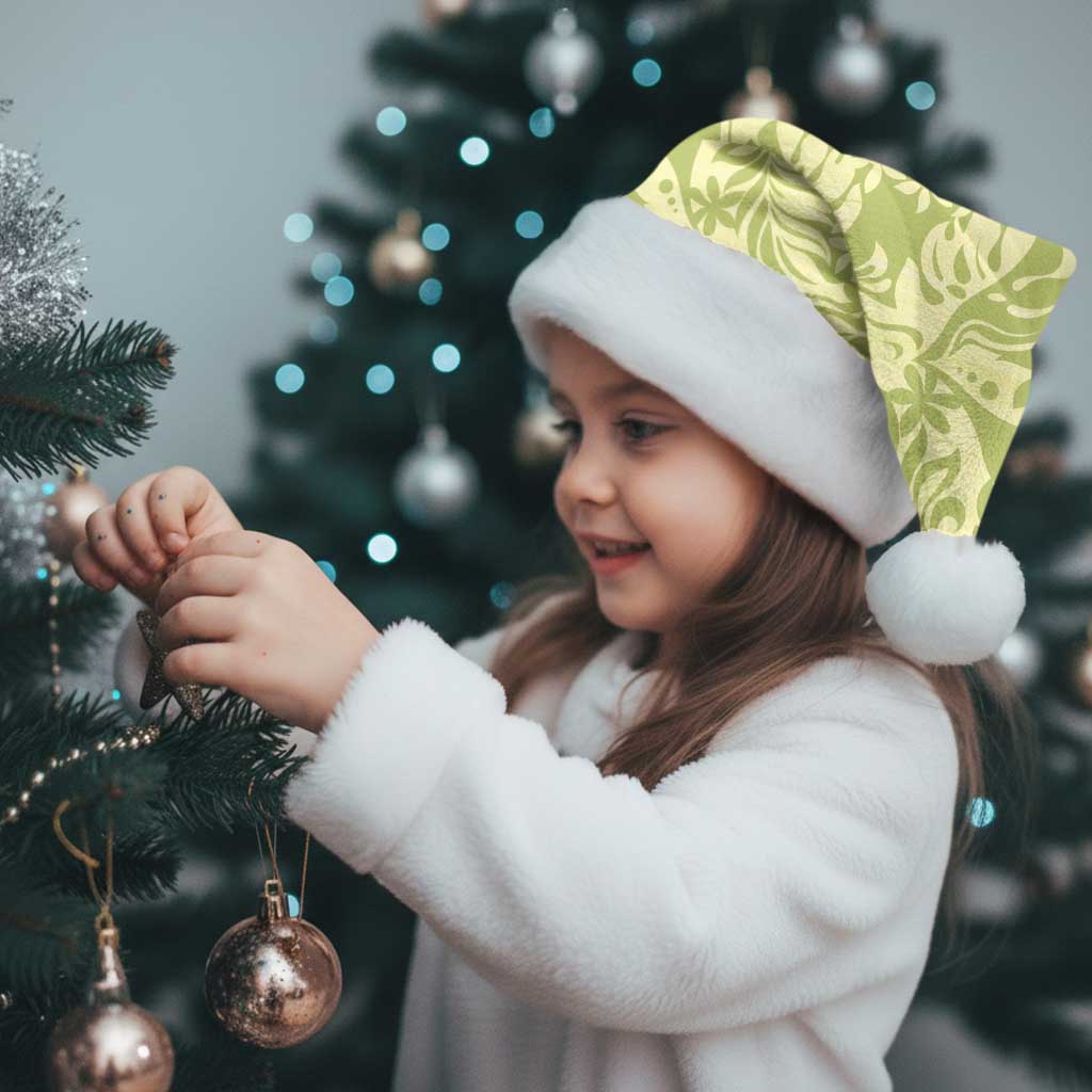 Tahiti Olive Tiare Floral Christmas Santa Hat Monstera Palm Tropical Leaves - Polynesian Pride