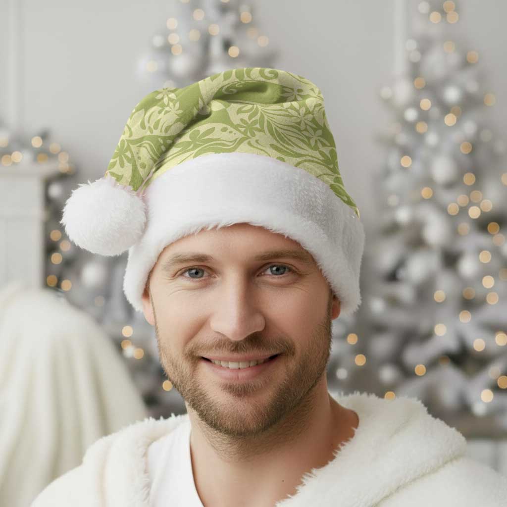 Tahiti Olive Tiare Floral Christmas Santa Hat Monstera Palm Tropical Leaves - Polynesian Pride