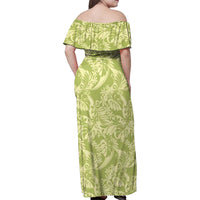 Tahiti Olive Tiare Floral Family Matching Off Shoulder Maxi Dress and Hawaiian Shirt Monstera Palm Tropical Leaves LT01 - Polynesian Pride