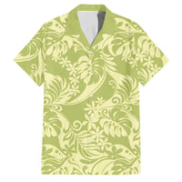 Tahiti Olive Tiare Floral Family Matching Off Shoulder Short Dress and Hawaiian Shirt Monstera Palm Tropical Leaves LT01 Dad's Shirt - Short Sleeve Olive - Polynesian Pride