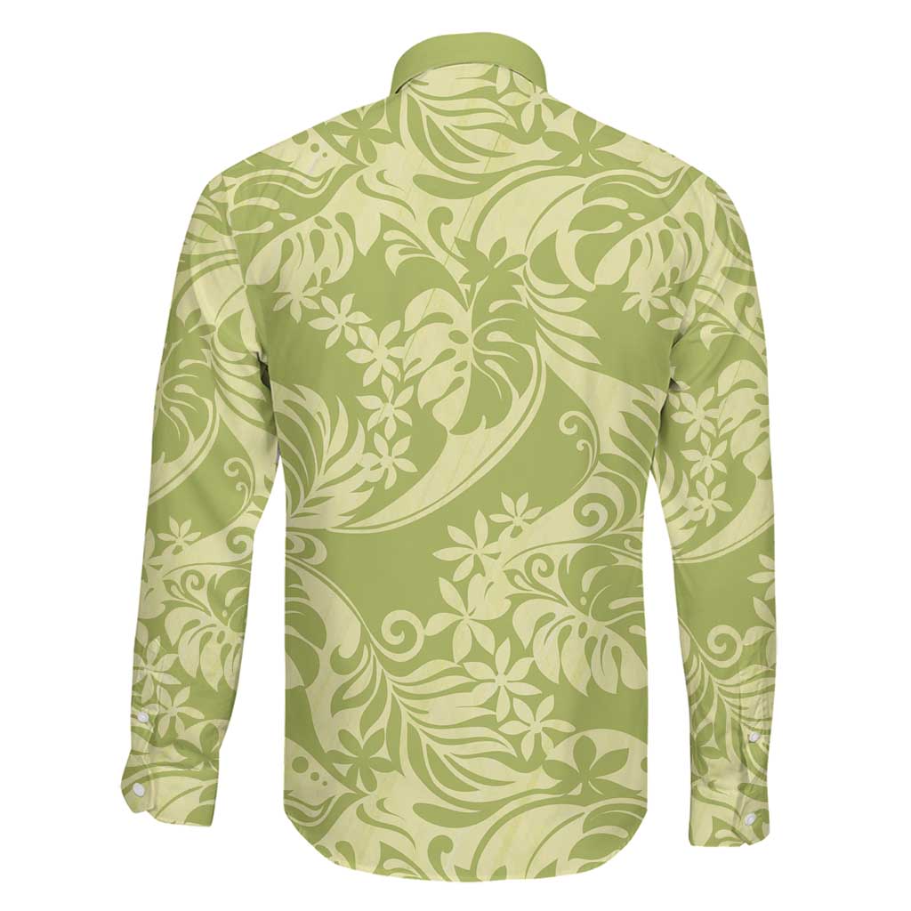 Tahiti Olive Tiare Floral Family Matching Off Shoulder Short Dress and Hawaiian Shirt Monstera Palm Tropical Leaves LT01 - Polynesian Pride