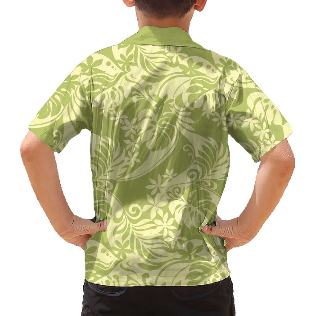 Tahiti Olive Tiare Floral Family Matching Puletasi and Hawaiian Shirt Monstera Palm Tropical Leaves LT01 - Polynesian Pride