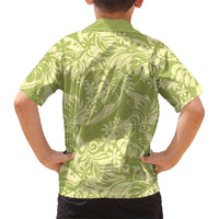 Tahiti Olive Tiare Floral Family Matching Summer Maxi Dress and Hawaiian Shirt Monstera Palm Tropical Leaves LT01 - Polynesian Pride