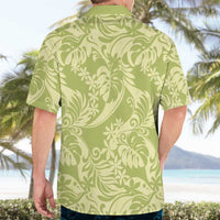 Tahiti Olive Tiare Floral Hawaiian Shirt Monstera Palm Tropical Leaves - Polynesian Pride