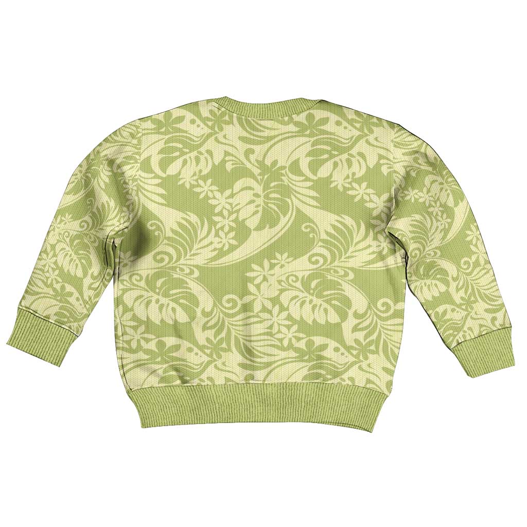 Tahiti Olive Tiare Floral Kid Ugly Christmas Sweater Monstera Palm Tropical Leaves LT01 - Polynesian Pride