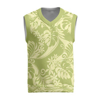 Tahiti Olive Tiare Floral Christmas Knitted V-Neck Vest Monstera Palm Tropical Leaves LT01 Olive - Polynesian Pride