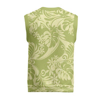 Tahiti Olive Tiare Floral Christmas Knitted V-Neck Vest Monstera Palm Tropical Leaves LT01 - Polynesian Pride