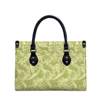 Tahiti Olive Tiare Floral Leather Bag Monstera Palm Tropical Leaves LT01 - Polynesian Pride