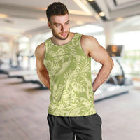 Tahiti Olive Tiare Floral Men Tank Top Monstera Palm Tropical Leaves - Polynesian Pride