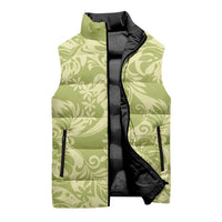 Tahiti Olive Tiare Floral Sleeveless Puffer Jacket Monstera Palm Tropical Leaves LT01 - Polynesian Pride