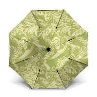 Tahiti Olive Tiare Floral Umbrella Monstera Palm Tropical Leaves LT01 One Size Folded 11.42 inch Opened Diameter 37.4 inch Olive - Polynesian Pride
