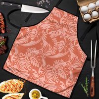 Tahiti Puatou Tiare Floral Apron Monstera Palm Tropical Leaves LT01 Orange - Polynesian Pride