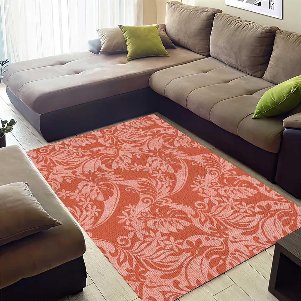 Tahiti Puatou Tiare Floral Area Rug Monstera Palm Tropical Leaves - Polynesian Pride