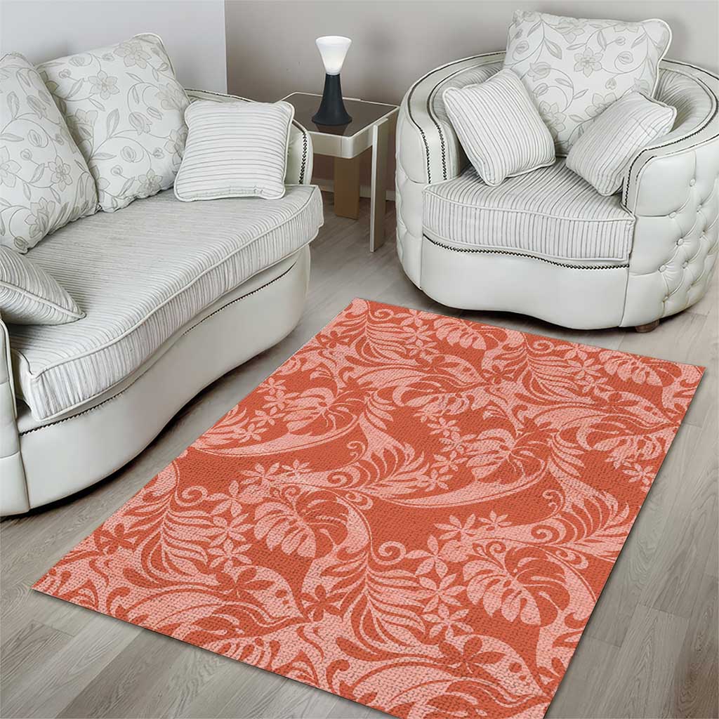 Tahiti Puatou Tiare Floral Area Rug Monstera Palm Tropical Leaves - Polynesian Pride