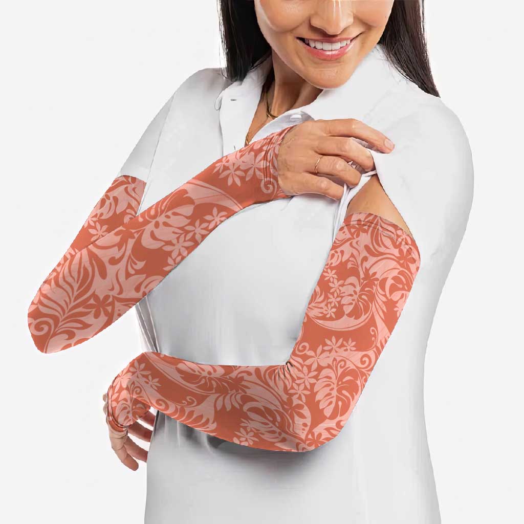 Tahiti Puatou Tiare Floral Arm Sleeves Monstera Palm Tropical Leaves - Polynesian Pride