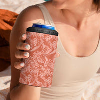 Tahiti Puatou Tiare Floral 4 in 1 Can Cooler Tumbler Monstera Palm Tropical Leaves - Polynesian Pride